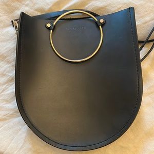 Future glory bag- black smooth leather with gold